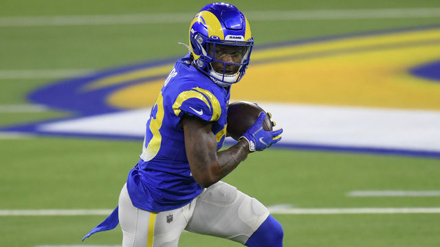 INGLEWOOD, CALIFORNIA - DECEMBER 10: Cam Akers #23 of the Los Angeles Rams makes a reception during the first quarter against the New England Patriots in the game at SoFi Stadium on December 10, 2020 in Inglewood, California.