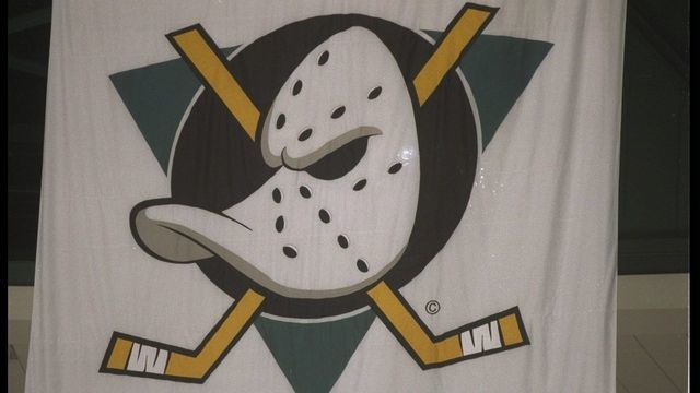 10 Oct 1993: An Anaheim Mighty Ducks banner at Arrowhead Pond in Anaheim, California. Mandatory Credit: J.D. Cuban /Allsport
