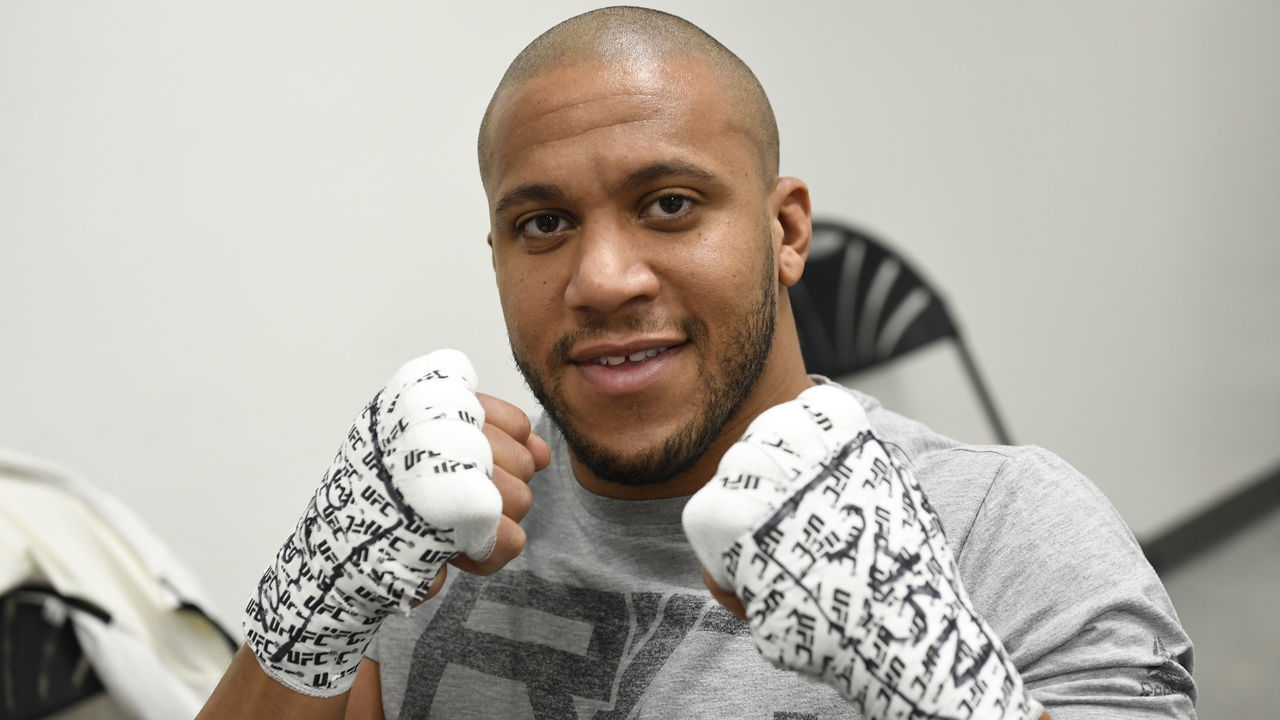 LAS VEGAS, NEVADA - DECEMBER 12: Ciryl Gane of France poses for a photo backstage during the UFC 256 event at UFC APEX on December 12, 2020 in Las Vegas, Nevada.