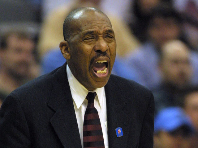 15 Mar 2002: Head coach Jimmy Collins of the University of Illinois at Chicago shouts from the sidelines during the first round of the NCAA basketball championship game against Oklahoma at the American Airlines Center in Dallas, Texas. Oklahoma defeat the UIC 71-63. DIGITAL IMAGE Mandatory Credit: Ronald Martinez/Getty Images