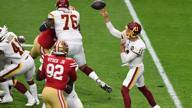 GLENDALE, ARIZONA - DECEMBER 13: Quarterback Alex Smith #11 of the Washington Football Team throws an incomplete pass against the San Francisco 49ers during the first quarter of the game at State Farm Stadium on December 13, 2020 in Glendale, Arizona.