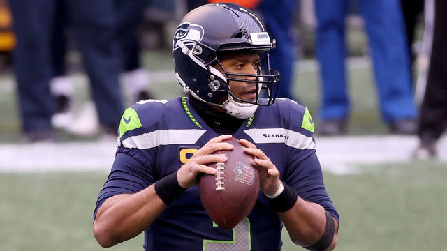 SEATTLE, WASHINGTON - DECEMBER 13: Russell Wilson #3 of the Seattle Seahawks looks to throw a pass against the New York Jets during the first quarter in the game at Lumen Field on December 13, 2020 in Seattle, Washington.