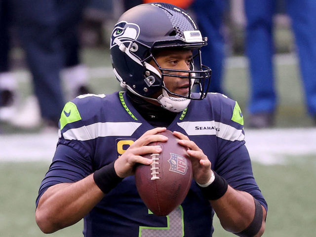 SEATTLE, WASHINGTON - DECEMBER 13: Russell Wilson #3 of the Seattle Seahawks looks to throw a pass against the New York Jets during the first quarter in the game at Lumen Field on December 13, 2020 in Seattle, Washington.