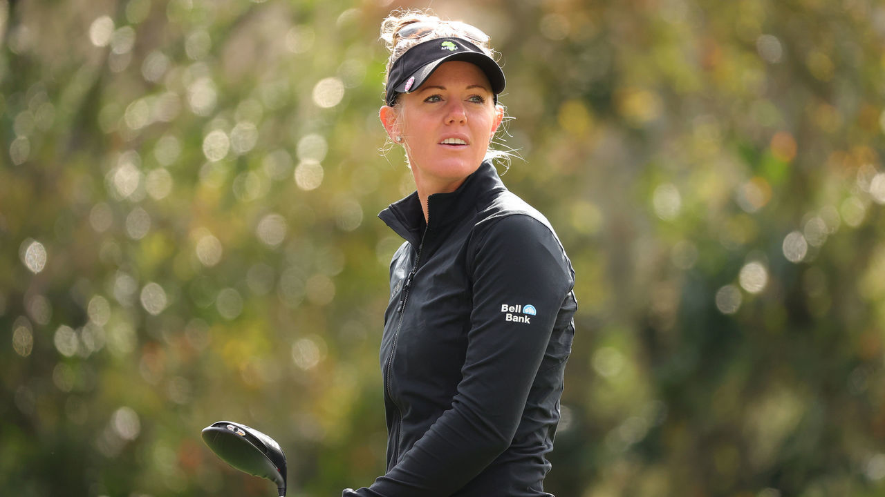 HOUSTON, TEXAS - DECEMBER 12: Amy Olson of the United States looks on after playing her shot from the third tee during the third round of the 75th U.S. Women's Open Championship at Champions Golf Club Cypress Creek Course on December 12, 2020 in Houston, Texas.