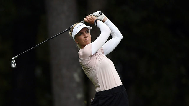 GREENSBORO, GEORGIA - OCTOBER 25: Sophia Popov of Germany plays her tee shot on the eighth hole during the final round of the 2020 LPGA Drive On Championship - Reynolds Lake Oconee on October 25, 2020 in Greensboro, Georgia.