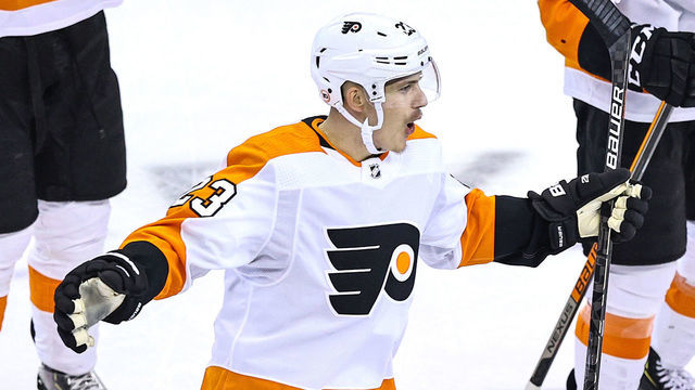 TORONTO, ONTARIO - SEPTEMBER 03: Oskar Lindblom #23 of the Philadelphia Flyers celebrates after his teammate Ivan Provorov (not pictured) scored the game-winning goal against the New York Islanders during the second overtime period to give the team the 5-4 victory in Game Six of the Eastern Conference Second Round during the 2020 NHL Stanley Cup Playoffs at Scotiabank Arena on September 03, 2020 in Toronto, Ontario.