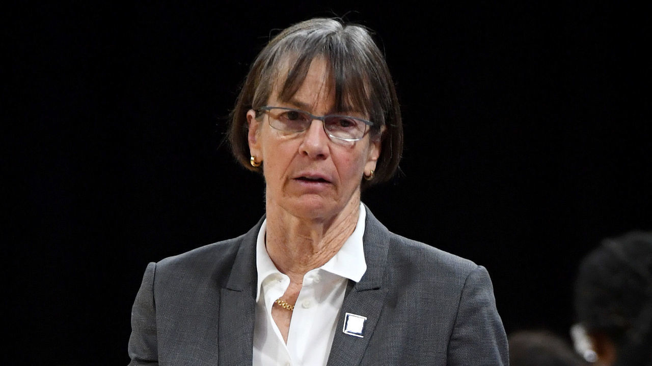 LAS VEGAS, NEVADA - MARCH 08: Head coach Tara VanDerveer of the Stanford Cardinal watches her team take on the Oregon Ducks during the championship game of the Pac-12 Conference women's basketball tournament at the Mandalay Bay Events Center on March 8, 2020 in Las Vegas, Nevada. The Ducks defeated the Cardinal 89-56.