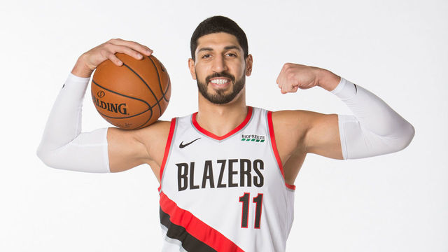 PORTLAND, OR - December 12: Enes Kanter #11 of the Portland Trail Blazers poses for portraits during the team's annual Content Day on December 12, 2020 at the Moda Center in Portland, Oregon. Mandatory Copyright Notice: Copyright 2020 NBAE