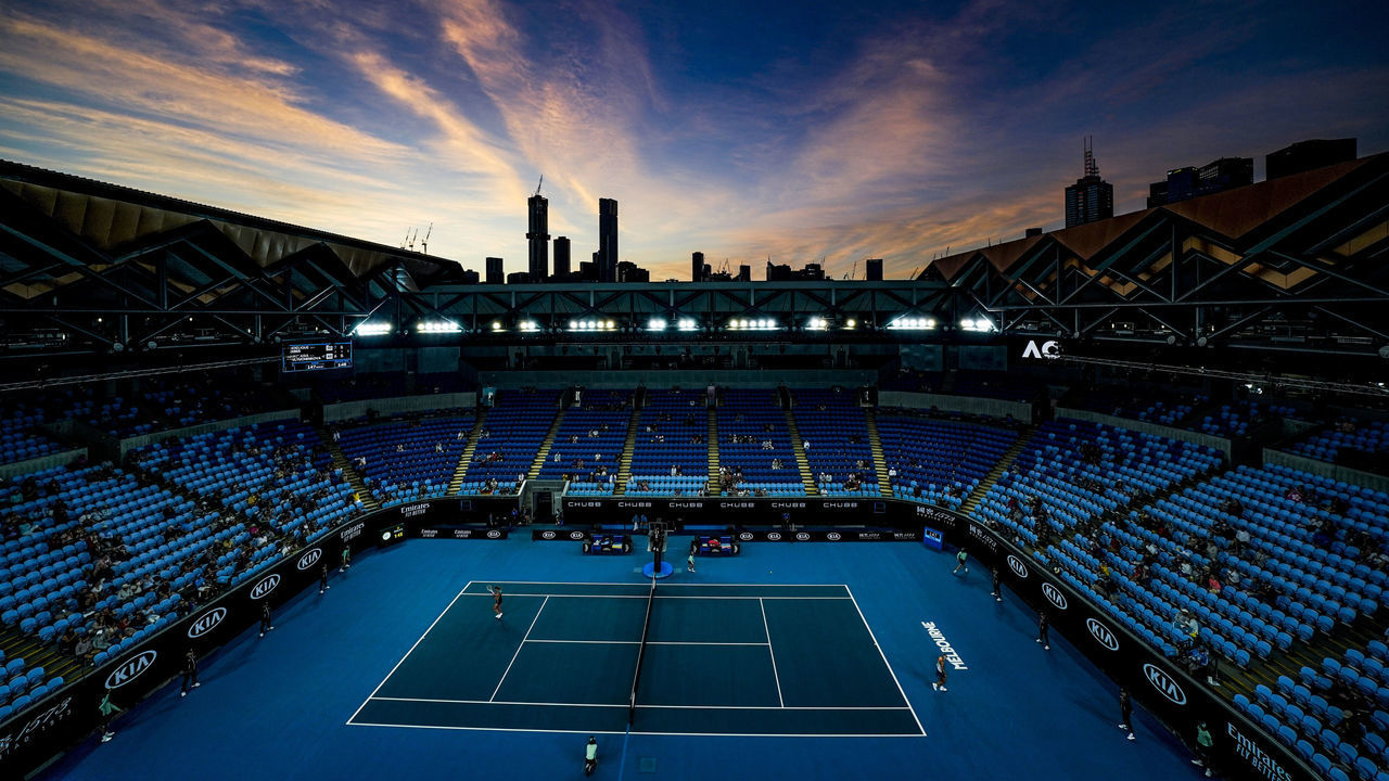 MELBOURNE, AUSTRALIA - JANUARY 27: General view inside Margaret Court Arena during Angelique Kerber of Germany women fourth round match against Anastasia Pavlyuchenkova of Russia on day nine of the 2020 Australian Open at Melbourne Park on January 27, 2020 in Melbourne, Australia.