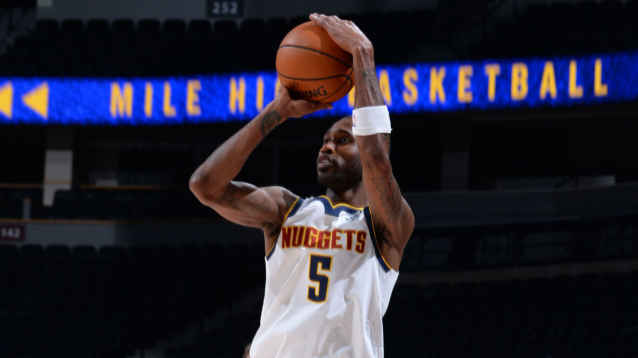 DENVER, CO - DECEMBER 16: Will Barton #5 of the Denver Nuggets shoots the ball during a preseason game against the Portland Trail Blazers on December 16, 2020 at the Pepsi Center in Denver, Colorado. NOTE TO USER: User expressly acknowledges and agrees that, by downloading and/or using this Photograph, user is consenting to the terms and conditions of the Getty Images License Agreement. Mandatory Copyright Notice: Copyright 2020 NBAE
