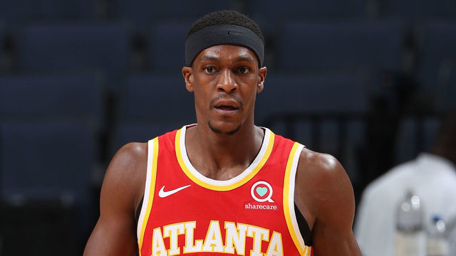 MEMPHIS, TN - DECEMBER 17: Rajon Rondo #7 of the Atlanta Hawks looks on during a preseason game against the Memphis Grizzlies on December 17, 2020 at FedExForum in Memphis, Tennessee. Mandatory Copyright Notice: Copyright 2020 NBAE