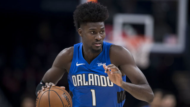 WASHINGTON, DC - JANUARY 01: Jonathan Isaac #1 of the Orlando Magic dribbles the ball against the Washington Wizards during the first half at Capital One Arena on January 1, 2020 in Washington, DC.