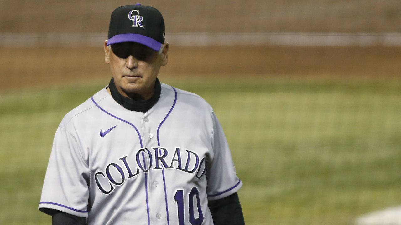 PHOENIX, ARIZONA - SEPTEMBER 26: Manager Bud Black #10 of the Colorado Rockies walks to the dugout during the seventh inning of the MLB game against the Arizona Diamondbacks at Chase Field on September 26, 2020 in Phoenix, Arizona.