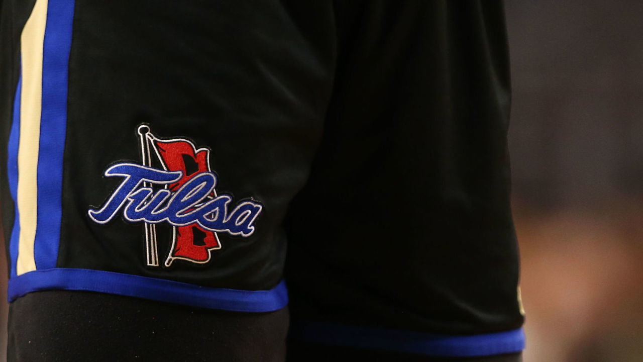 CINCINNATI, OH - JANUARY 08: The Tulsa Golden Hurricane logo on a players shorts during the game against the Tulsa Golden Hurricane and the Cincinnati Bearcats on January 8th 2020, at Fifth Third Arena in Cincinnati, OH.