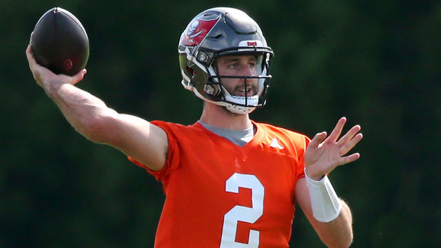 TAMPA, FL - SEP 08: The Buccaneers Josh Rosen (2) goes thru a drill during the Tampa Bay Buccaneers practice on September 08, 2020 at the AdventHealth Training Center in Tampa, Florida.