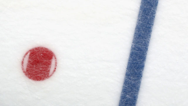 NEWARK, NEW JERSEY - SEPTEMBER 21: A graphic view of the lines on the ice surface as photographed prior to the game between the New Jersey Devils and the New York Islanders at the Prudential Center on September 21, 2019 in Newark, New Jersey.