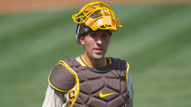 OAKLAND, CA - SEPTEMBER 6: Jason Castro #11 of the San Diego Padres stands on the field during the game against the Oakland Athletics at RingCentral Coliseum on September 6, 2020 in Oakland, California. The Padres defeated the Athletics 5-3.