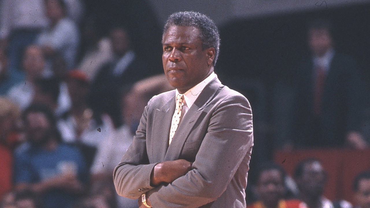 1988: Head coach K.C. Jones of the Boston Celtics during a game versus the Los Angeles Lakers at the Forum in Inglewood, CA.
