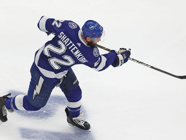 EDMONTON, ALBERTA - SEPTEMBER 26: Kevin Shattenkirk #22 of the Tampa Bay Lightning skates against against the Dallas Stars in Game Five of the 2020 NHL Stanley Cup Final at Rogers Place on September 26, 2020 in Edmonton, Alberta, Canada.