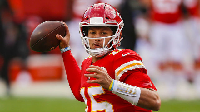 KANSAS CITY, MO - NOVEMBER 08: Patrick Mahomes #15 of the Kansas City Chiefs rolls out during a fourth quarter touchdown pass against the Carolina Panthers at Arrowhead Stadium on November 8, 2020 in Kansas City, Missouri.