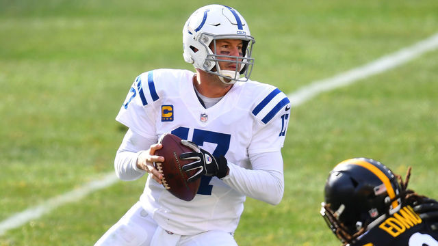 PITTSBURGH, PENNSYLVANIA - DECEMBER 27: Quarterback Philip Rivers #17 of the Indianapolis Colts drops back in the pocket and looks to make a pass play against the Pittsburgh Steelers in the second quarter at Heinz Field on December 27, 2020 in Pittsburgh, Pennsylvania.