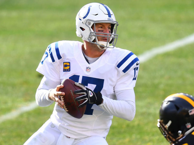 PITTSBURGH, PENNSYLVANIA - DECEMBER 27: Quarterback Philip Rivers #17 of the Indianapolis Colts drops back in the pocket and looks to make a pass play against the Pittsburgh Steelers in the second quarter at Heinz Field on December 27, 2020 in Pittsburgh, Pennsylvania.