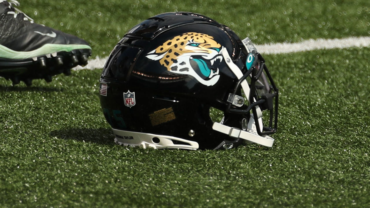 CINCINNATI, OH - OCTOBER 04: A Jacksonville Jaguars helmet sits on the field before the game against the Jacksonville Jaguars and the Cincinnati Bengals on October 4, 2020, at Paul Brown Stadium in Cincinnati, OH.