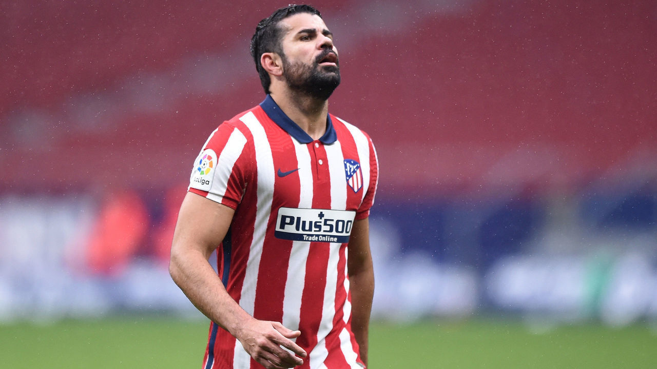 MADRID, SPAIN - DECEMBER 19: Diego Costa of Club Atletico de Madrid reacts during the La Liga Santander match between Atletico de Madrid and Elche CF at Estadio Wanda Metropolitano on December 19, 2020 in Madrid, Spain. Sporting stadiums around Spain remain under strict restrictions due to the Coronavirus Pandemic as Government social distancing laws prohibit fans inside venues resulting in games being played behind closed doors.