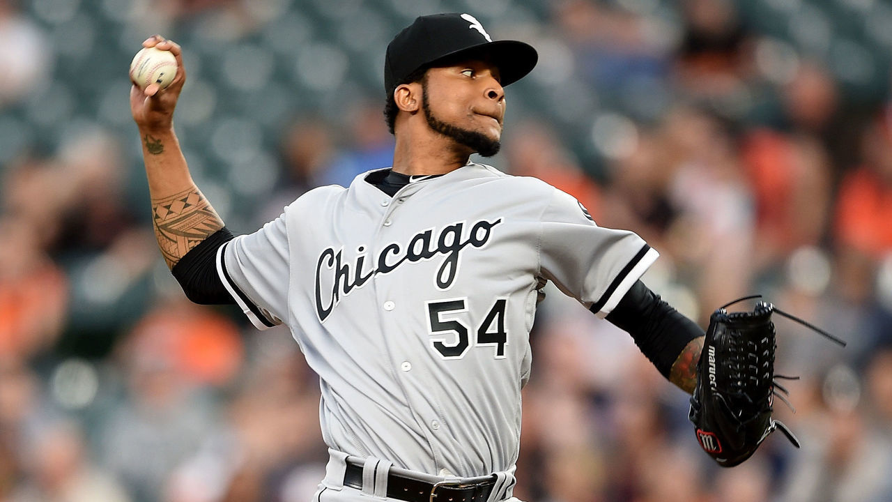 BALTIMORE, MD - APRIL 24: Ervin Santana #54 of the Chicago White Sox pitches against the Baltimore Orioles at Oriole Park at Camden Yards on April 24, 2019 in Baltimore, Maryland.
