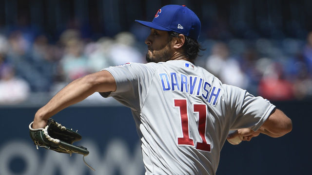 SAN DIEGO, CA - SEPTEMBER 12: Yu Darvish #11 of the Chicago Cubs pitches during the first inning of a baseball game against San Diego Padres at Petco Park September 12, 2019 in San Diego, California.
