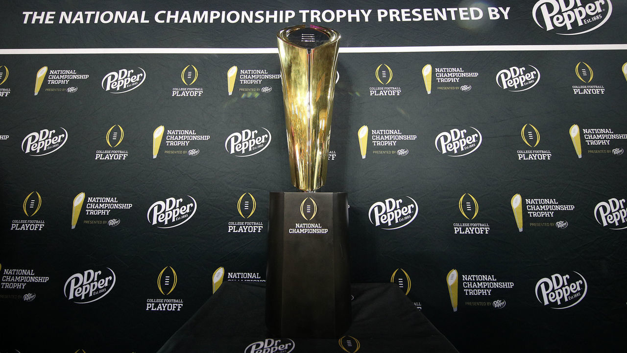 NEW ORLEANS, LOUISIANA - JANUARY 11: A general view of the National Championship Trophy during media day for the College Football Playoff National Championshipon January 11, 2020 in New Orleans, Louisiana.