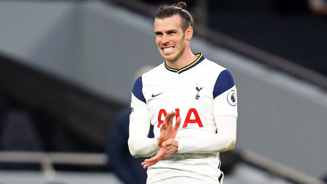 Tottenham Hotspur's Welsh striker Gareth Bale gestures during the English Premier League football match between Tottenham Hotspur and Leicester City at Tottenham Hotspur Stadium in London, on December 20, 2020.