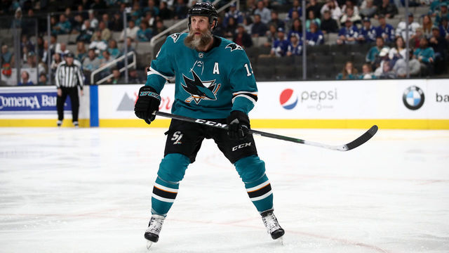 SAN JOSE, CALIFORNIA - MARCH 03: Joe Thornton #19 of the San Jose Sharks in action against the Toronto Maple Leafs at SAP Center on March 03, 2020 in San Jose, California.