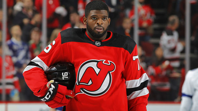NEWARK, NEW JERSEY - JANUARY 12: P.K. Subban #76 of the New Jersey Devils before a game against the Tampa Bay Lightning at Prudential Center on January 12, 2020 in Newark, New Jersey. The Devils defeated the Lightning 3-1.