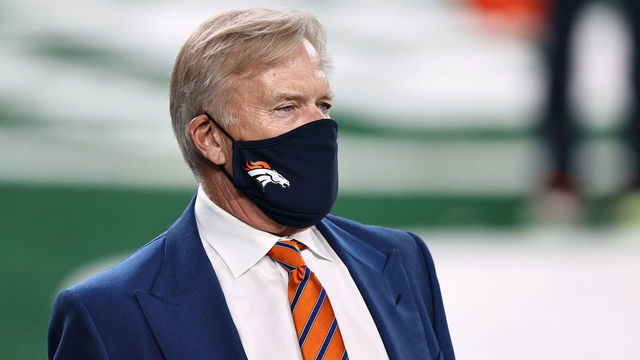 EAST RUTHERFORD, NEW JERSEY - OCTOBER 01: Denver Broncos President of Football Operations/General Manager John Elway looks on during warm ups against the New York Jets at MetLife Stadium on October 01, 2020 in East Rutherford, New Jersey.