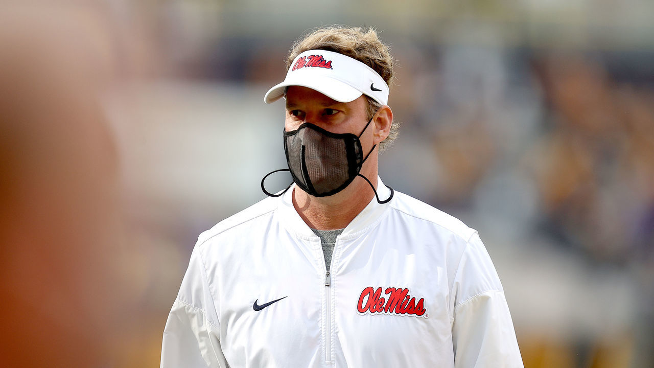 BATON ROUGE, LOUISIANA - DECEMBER 19: Head coach Lane Kiffin of the Mississippi Rebels walks on the field during a game against the LSU Tigers at Tiger Stadium on December 19, 2020 in Baton Rouge, Louisiana.