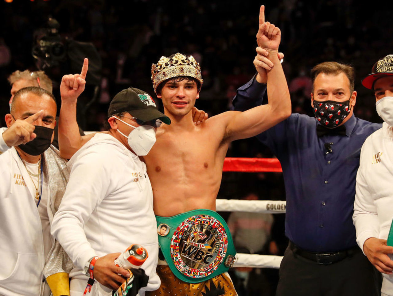 DALLAS, TEXAS - JANUARY 02: Ryan Garcia reacts after defeating Luke Campbel...