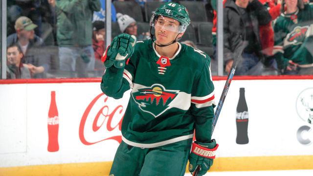 SAINT PAUL, MN - FEBRUARY 9: Jared Spurgeon #46 of the Minnesota Wild celebrates his goal against the Colorado Avalanche during the game at the Xcel Energy Center on February 9, 2020 in Saint Paul, Minnesota.