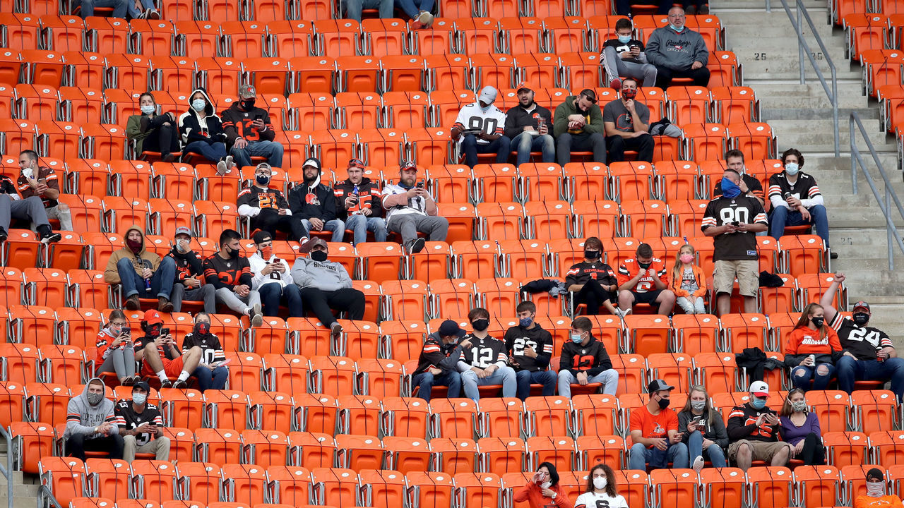 CLEVELAND, OHIO - OCTOBER 11: Fans looks on during the game between the Indianapolis Colts and Cleveland Browns at FirstEnergy Stadium on October 11, 2020 in Cleveland, Ohio.