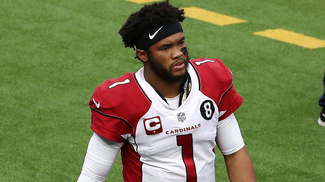 INGLEWOOD, CALIFORNIA - JANUARY 03: Kyler Murray #1 of the Arizona Cardinals walks on the sideline after suffering an apparent injury during the first quarter against the Los Angeles Rams at SoFi Stadium on January 03, 2021 in Inglewood, California.