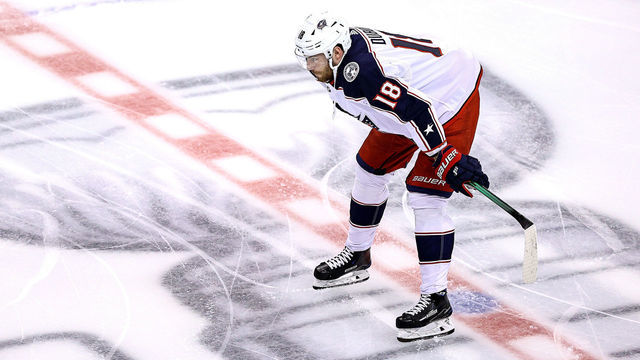 TORONTO, ONTARIO - AUGUST 19: Pierre-Luc Dubois #18 of the Columbus Blue Jackets warms up prior to Game Five of the Eastern Conference First Round against the Tampa Bay Lightning during the 2020 NHL Stanley Cup Playoffs at Scotiabank Arena on August 19, 2020 in Toronto, Ontario.