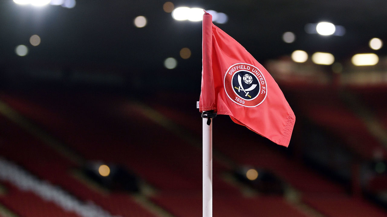 SHEFFIELD, ENGLAND - December 26: A general view of a corner flag at Bramall Lane before the Premier League match between Sheffield United and Everton at Bramall Lane on December 26 2020 in Sheffield, England.