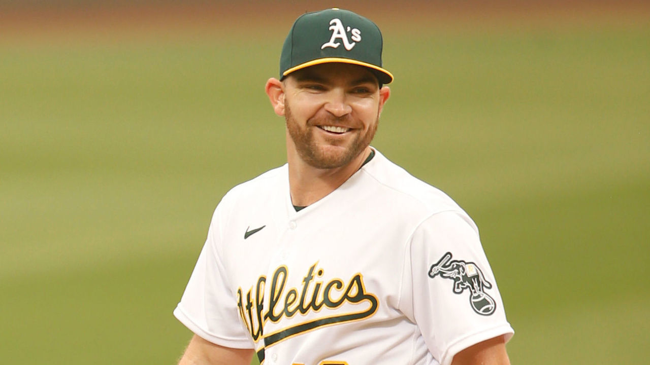 OAKLAND, CA - SEPTEMBER 10: Liam Hendriks #16 of the Oakland Athletics stands on the field following the game against the Houston Astros at RingCentral Coliseum on September 10, 2020 in Oakland, California. The Athletics defeated the Astros 3-1.