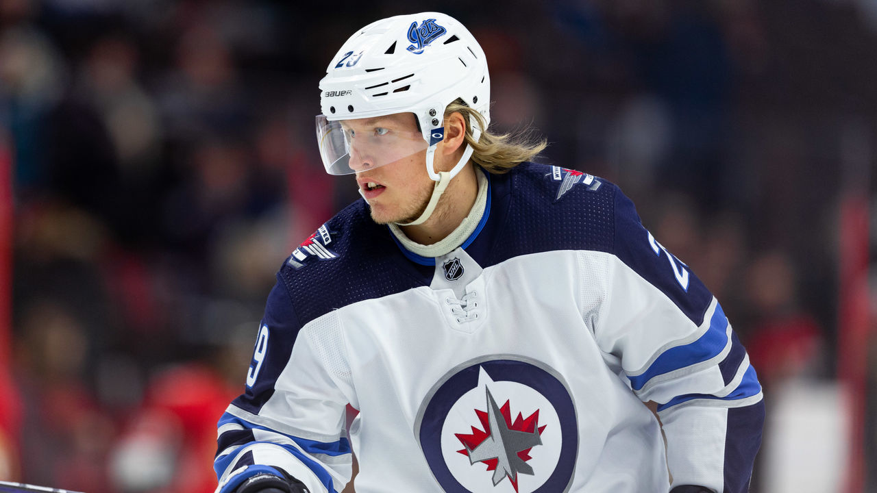 OTTAWA, ON - FEBRUARY 20: Winnipeg Jets right wing Patrik Laine (29) during warm-up before National Hockey League action between the Winnipeg Jets and Ottawa Senators on February 20, 2020, at Canadian Tire Centre in Ottawa, ON, Canada.