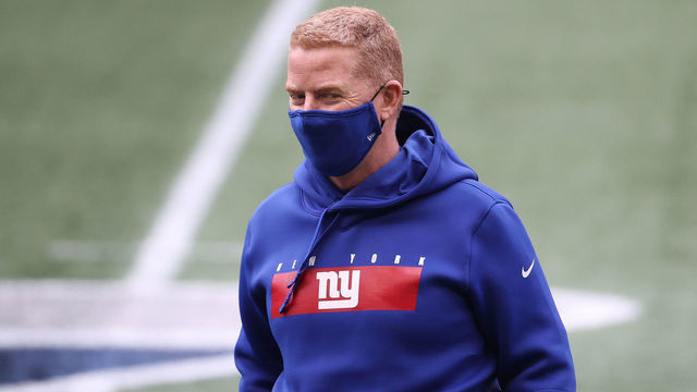 SEATTLE, WASHINGTON - DECEMBER 06: Offensive Coordinator Jason Garrett of the New York Giants looks on before their game against the Seattle Seahawks at Lumen Field on December 06, 2020 in Seattle, Washington.