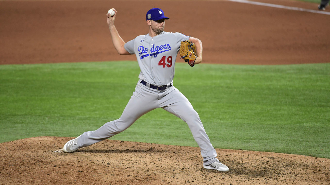 Baseball: World Series: Los Angeles Dodgers Blake Treinen (49) in action, pitching vs Tampa Bay Rays at Globe Life Field. Game 5. Arlington, TX 10/25/2020 CREDIT: Greg Nelson