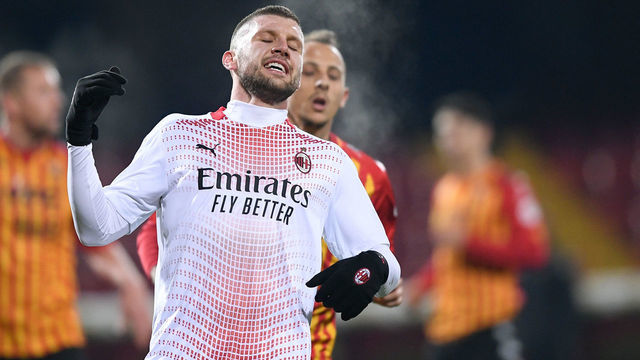Ante Rebic of AC Milan looks dejected during the Serie A match between Benevento Calcio and AC Milan at Stadio Ciro Vigorito, Benevento, Italy on 3 January 2021.