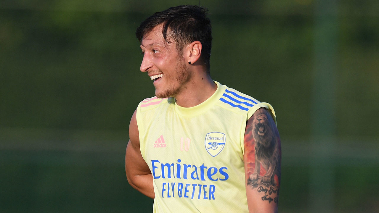 ST ALBANS, ENGLAND - SEPTEMBER 21: Mesut Ozil of Arsenal during a training session at London Colney on September 21, 2020 in St Albans, England.