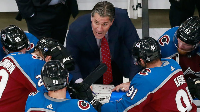 EDMONTON, ALBERTA - AUGUST 22: Head coach Jared Bednar of the Colorado Avalanche handles the bench during the game against the Dallas Stars in Game One of the Western Conference Second Round during the 2020 NHL Stanley Cup Playoffs at Rogers Place on August 22, 2020 in Edmonton, Alberta, Canada.