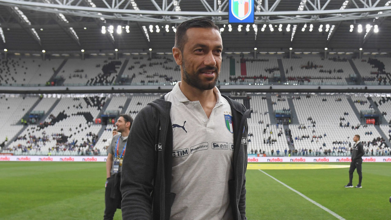 TURIN, ITALY - JUNE 11: Fabio Quagliarella of Italy looks on prior the UEFA Euro 2020 Qualifier between Italy and Bosnia and Herzegovina at Juventus Stadium on June 11, 2019 in Turin, Italy.